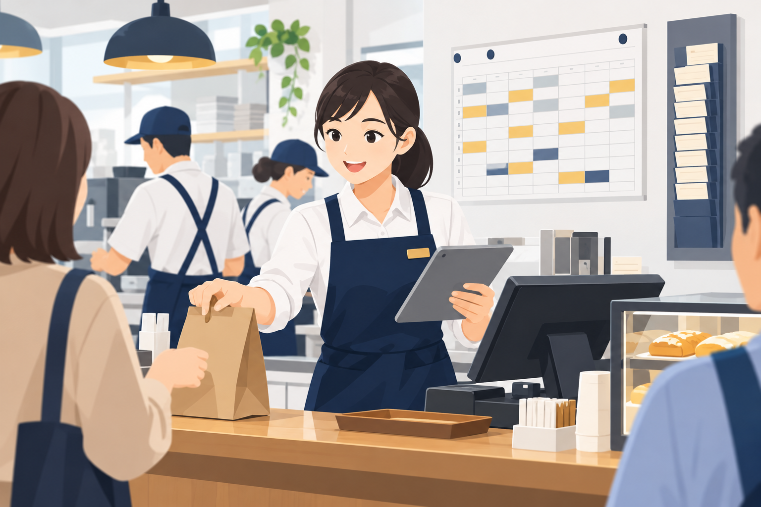 勤務時間が決まっていて管理監督者と認められにくい店長のイメージ