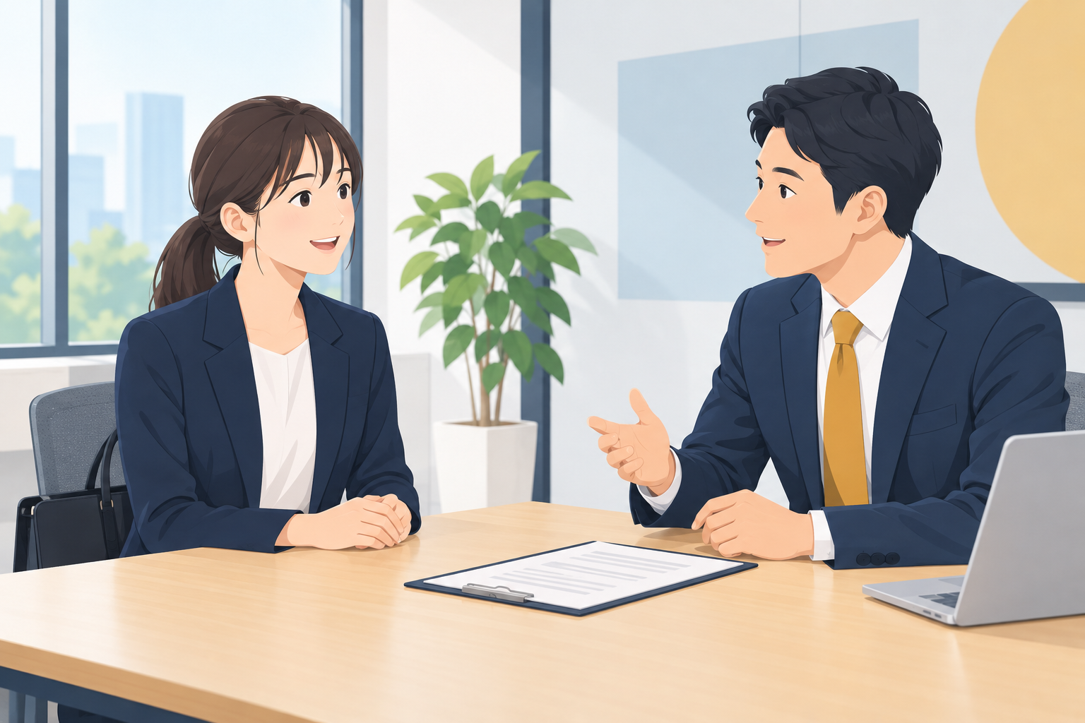 休職から復職する社員と面談する会社のイメージ