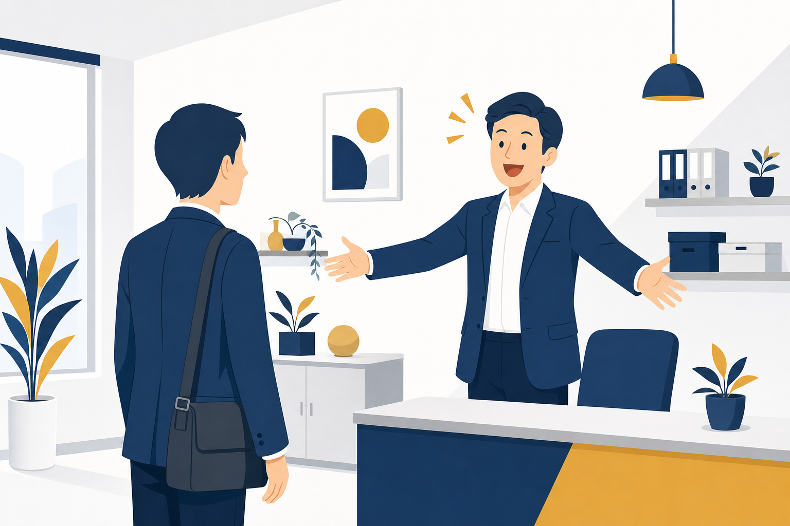 労働条件通知書を渡さないまま入社日を迎える中小企業のイメージ