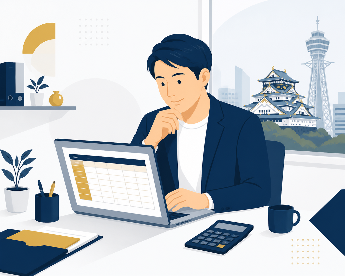 大阪府の最低賃金引き上げに対応する中小企業の担当者のイメージ