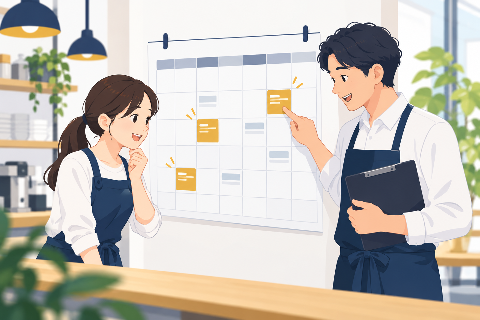 パートの週の出勤日数の変更と有給の付与日数を確認するイメージ