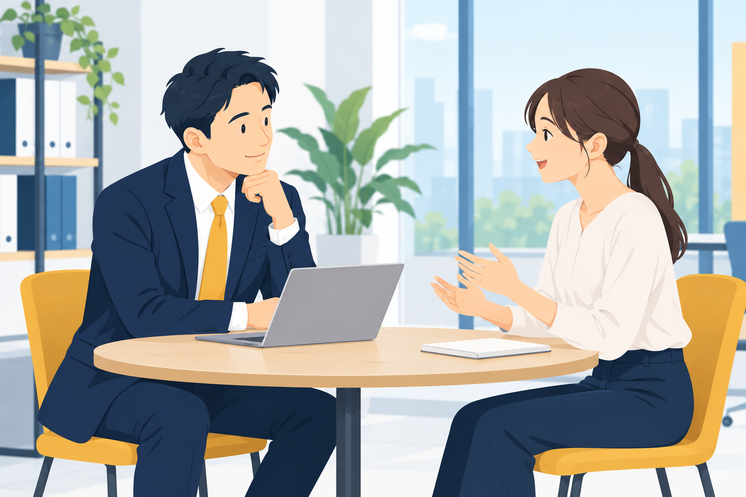 社員の話をじっくり聞く経営者のイメージ