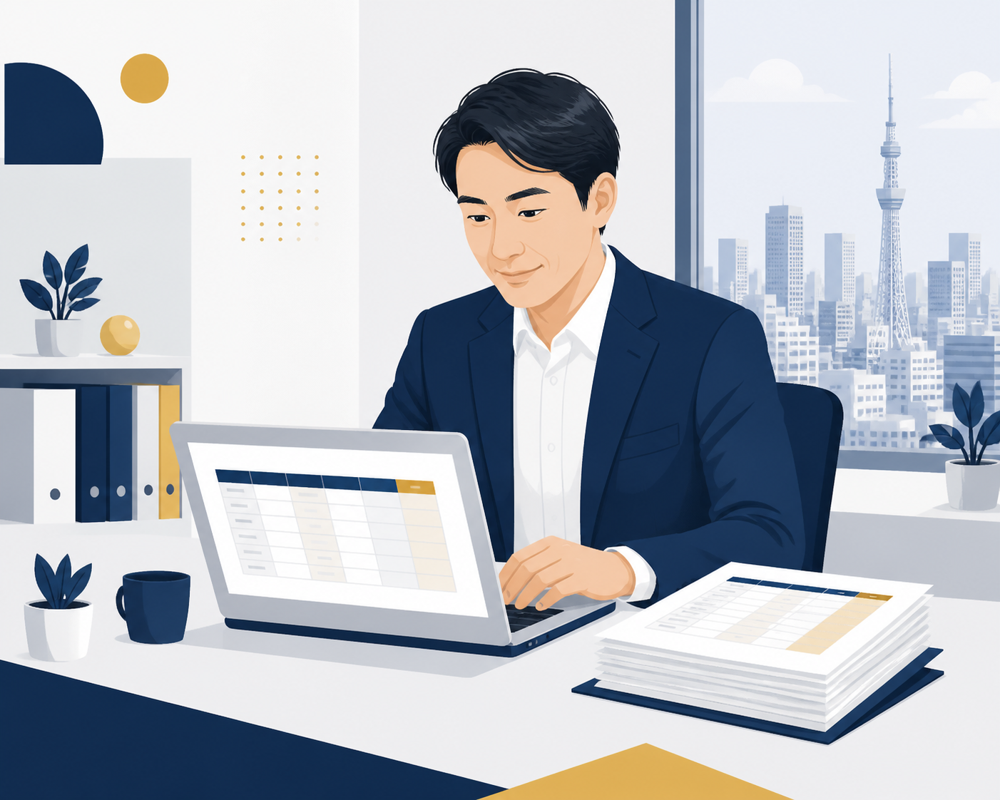 東京都の最低賃金引き上げに対応する中小企業の担当者のイメージ